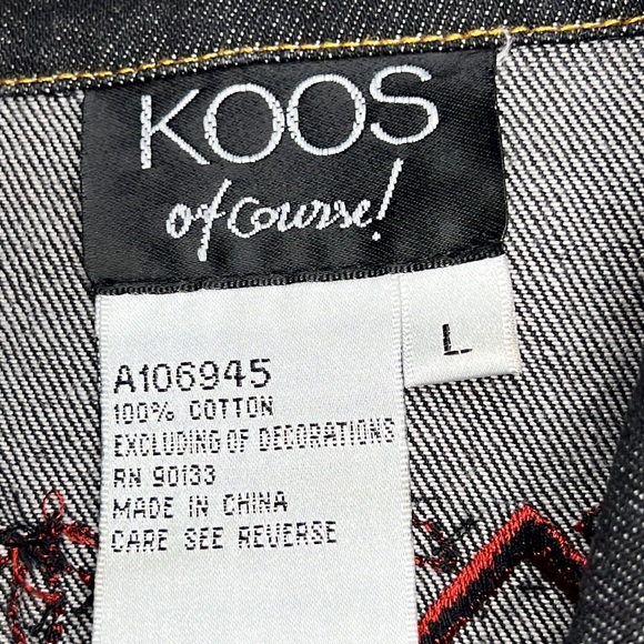 KOOS OF COURSE Vintage Black Denim Jacket Matching Jeans Set NWOT Sz Large - Picture 13 of 15